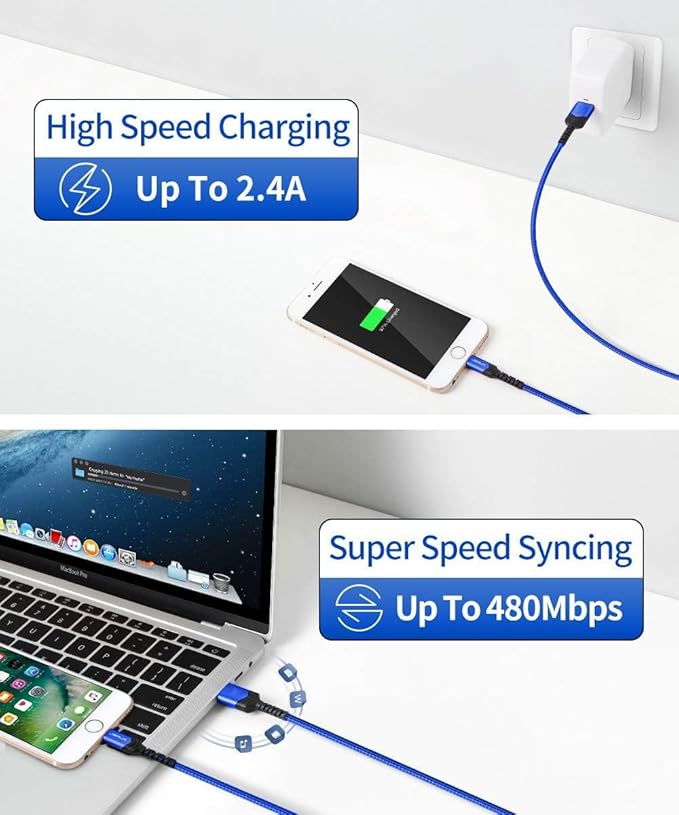 JSAUX Apple MFi Certified Lightning Cable 6ft, iPhone Charger Cable Nylon - Image 7