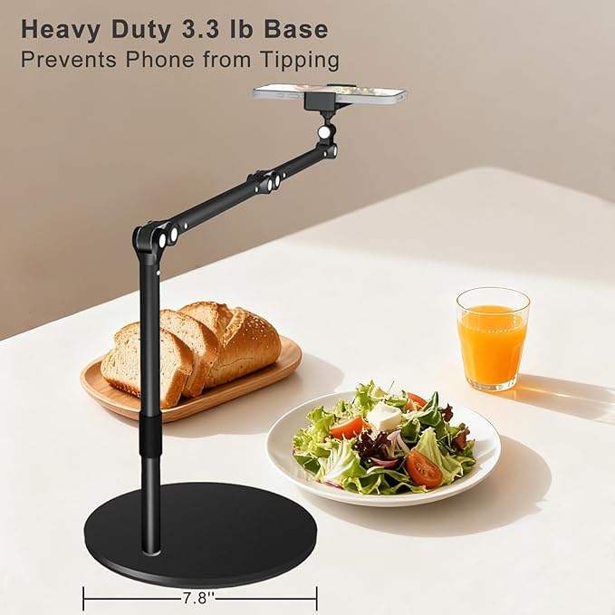 Overhead Phone Mount for Desk, Heavy Duty Rotatable Stand for Video Recording - Image 5