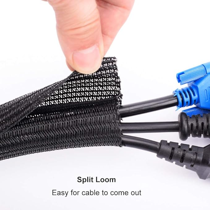 ZhiYo 6.6ft - 1 inch Cable Sleeve, Cord Wrap Wire Protector Tubing - Image 2