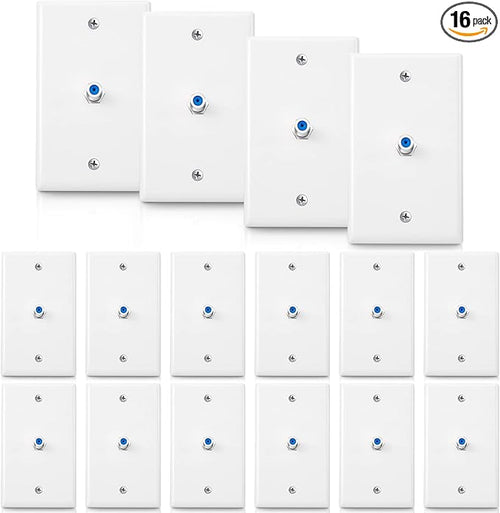 1-Port TV Cable Wall Jack F Connector Coax Video Jack Single Gang Wall Plates by Weewooday