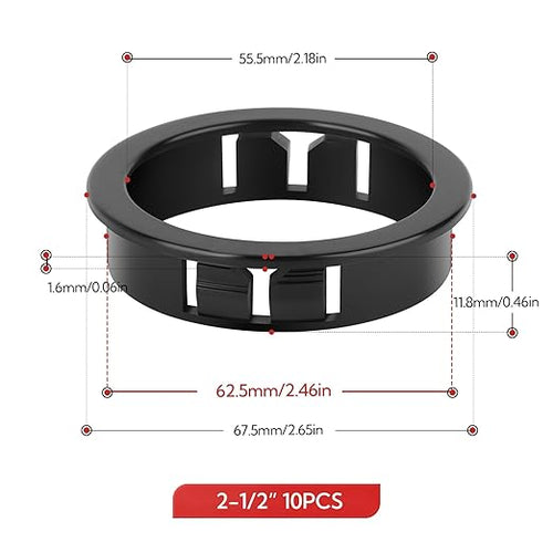 10PCS 2-1/2" Black Cable Snap Bushing Grommet, Snap in Cord Bushing Protect - Image 2