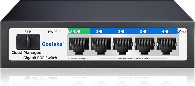 Poe Switch, 5 Ports Gigabit PoE Switch Cloud Managed Gigabit Ethernet Switch by Goalake