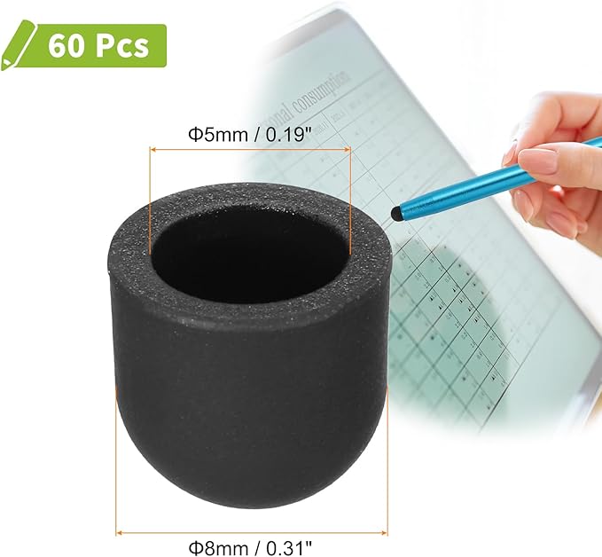 MECCANIXITY 60Pcs Replacement Stylus Pen Tips 8mm Conductive Capacitive Touch - Image 2