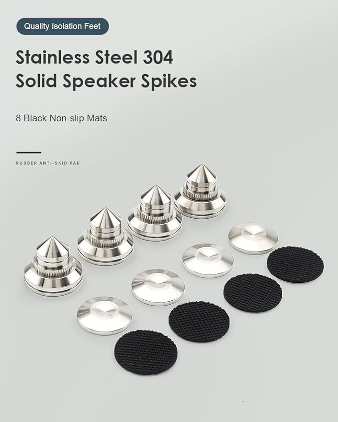 4 Sets Speaker Isolation Stand Feet, Stainless Steel Speaker Base Pads - Image 8