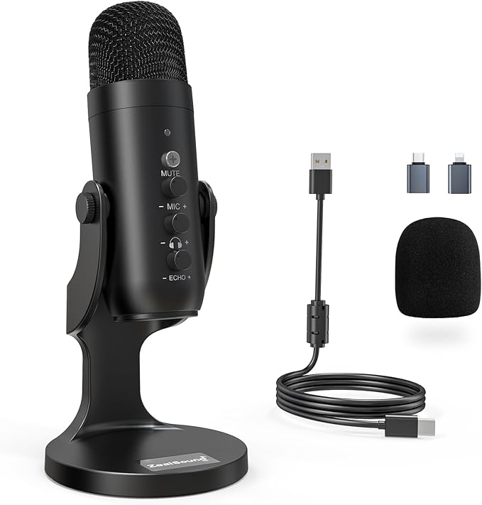 ZealSound USB Microphone, Condenser Computer PC Mic, Plug&Play Gaming by zealsound