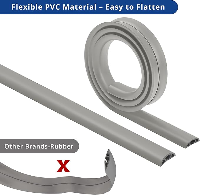 ZhiYo Floor Cord Cover 4ft, Cord Hider Floor Gray, Cable Management Cover - Image 5