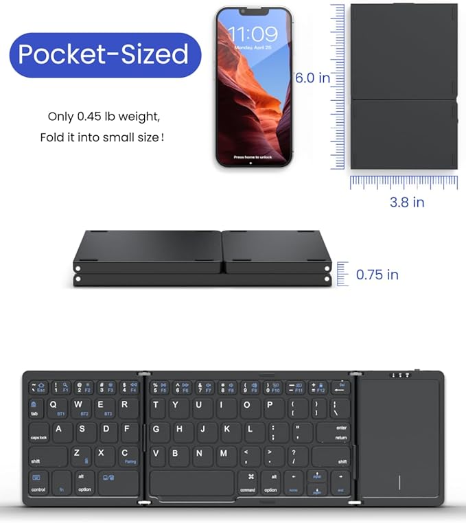 Foldable Bluetooth Keyboard, Folding Portable Wireless Keyboard - Image 9