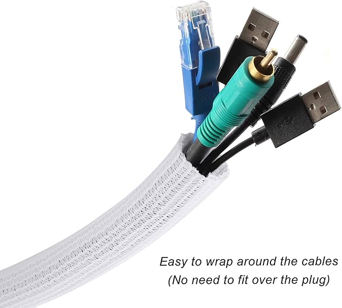 CrocSee 10ft - 3/8 inch Braided Cable Management Sleeve Cord Protector - - Image 2