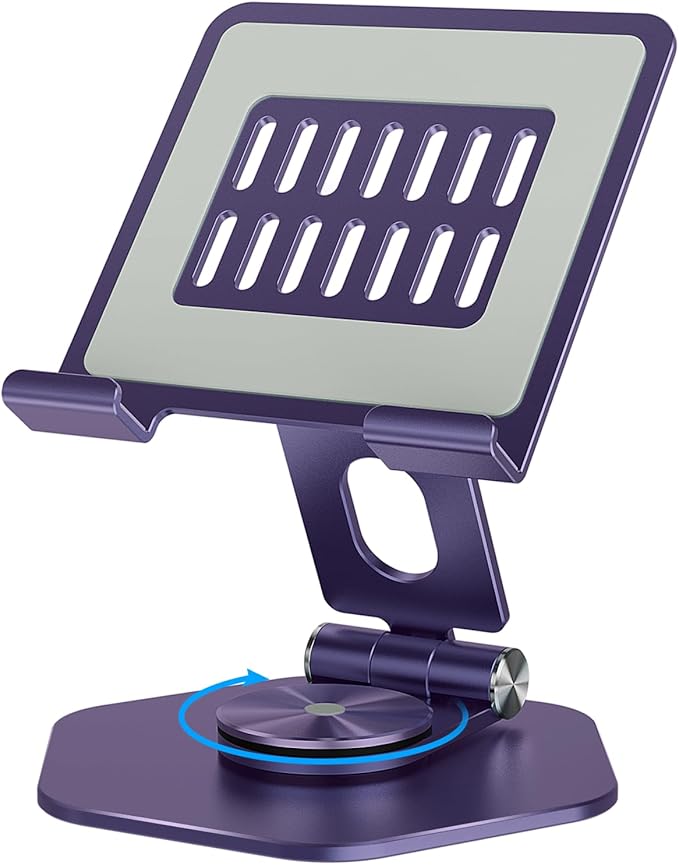 Foldable Aluminum Tablet Stand for Desk, 360° Swivel iPad & Tablet Holder – by SOJUNER