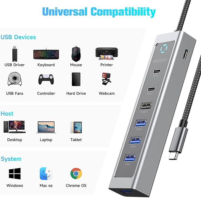 RSHTECH 7-Port USB C Hub Splitter 10Gbps - Image 6