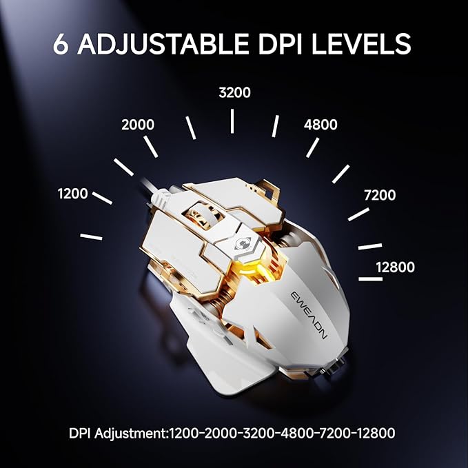 EWEADN G5 Wired Gaming Mouse, Ergonomic RGB Computer Mouse, 12800 Adjustable DPI - Image 4