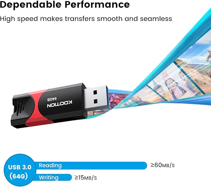 KOOTION Flash Drive 64 GB USB 3.0 Flash Drive Thumb Drive Retractable 64G - Image 5