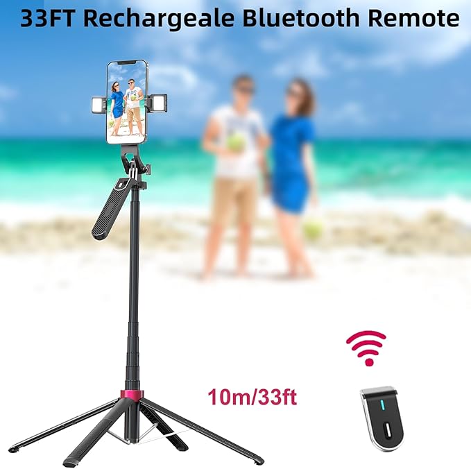 WOVTE 62" Selfie Stick with 2 Lights, Extendable Stand - Image 6