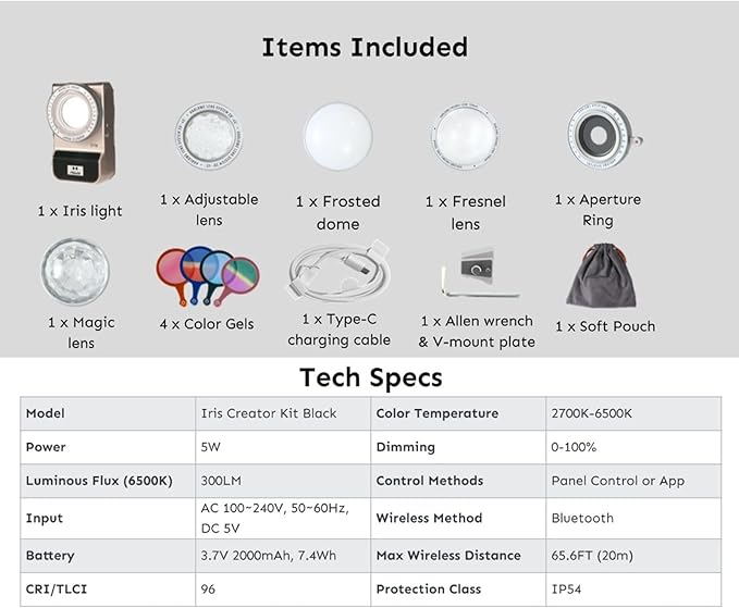 Harlowe Iris Content Creator Lighting Kit 5W Bi-Color Portable LED Light - Image 8