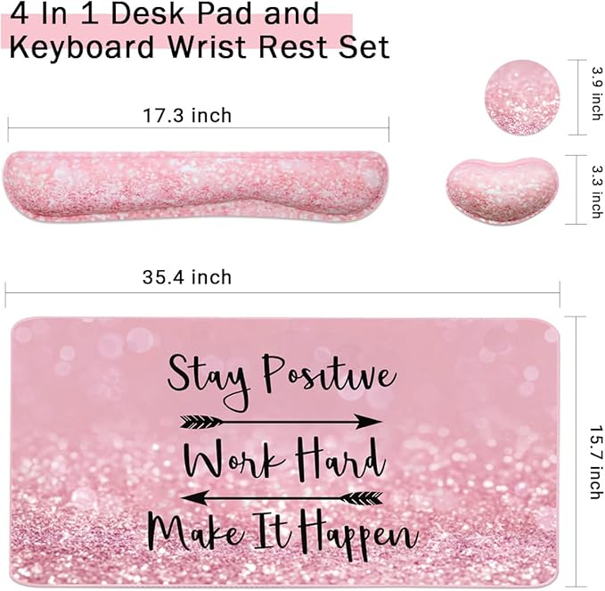 Keyboard Mouse Pad Set, Extended Mouse Pad+Keyboard Wrist Rest Support - Image 4