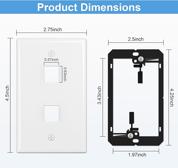 FGB 2-Port Keystone Wall Plate, - Image 2