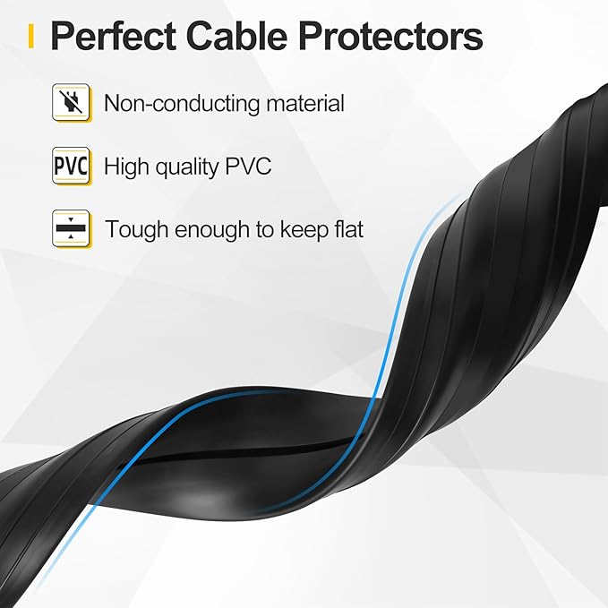 Floor Cable Cover 10Ft Heavy Duty PVC Floor Cable Protector Electric Cord Hider - Image 3