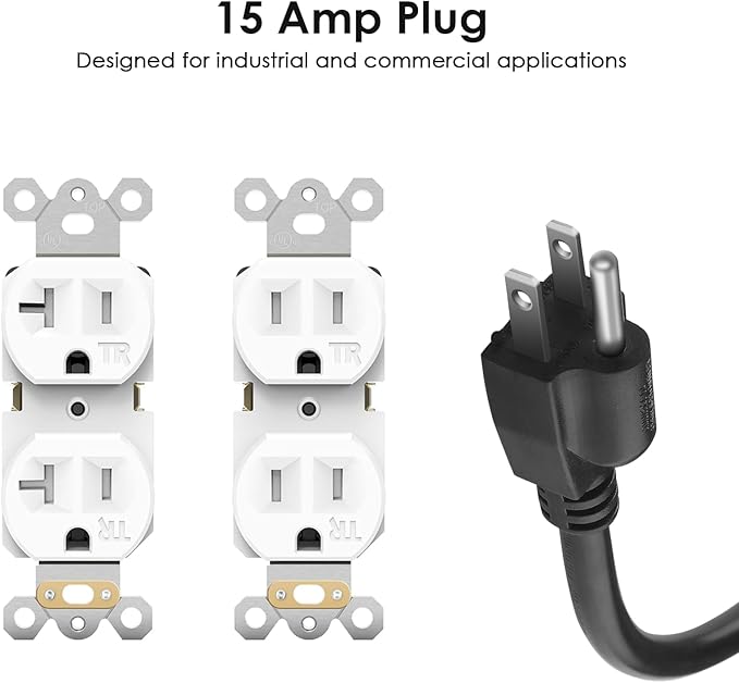 JUNNUJ 20 Amp Power Strip Heavy Duty 2 Pack, 4800J Surge Protector Metal Power - Image 2