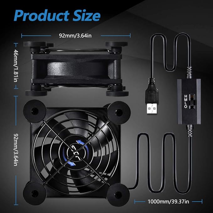 Quiet 80mm USB Fan, 5V USB Portable Cooling Fan - Image 3