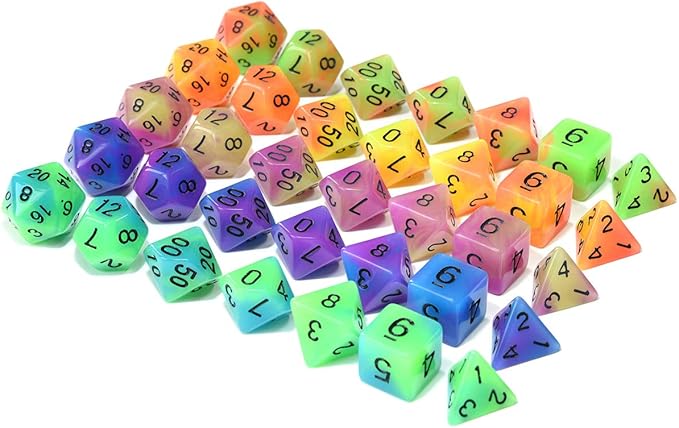Double Color Glow in The Dark Dice Set 35 Pieces Polyhedral Dice - Image 3