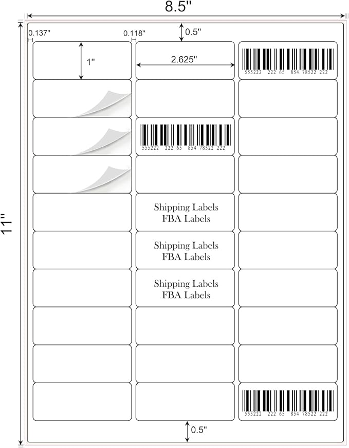 1" x 2-5/8" Address Labels 3000 Labels Sticker Paper - Image 2