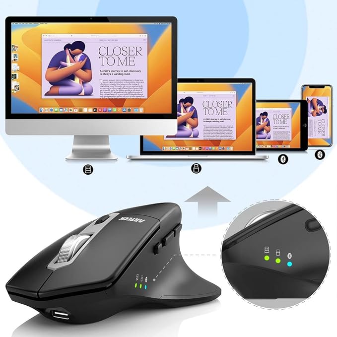 Arteck Multi-Device Wireless Bluetooth Mouse - Image 7