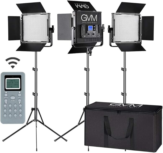 LED Video Light GVM 672S CRI97+ TLCI97+ 22000lux Dimmable Bi-color 3200K-5600K by GVMGreatVideoMaker