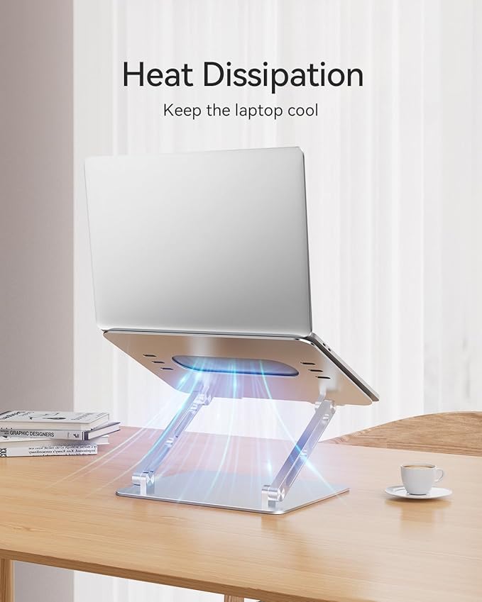 Foldable Aluminum Laptop Stand for 10-17.3" Laptops, Height Adjustable Portable - Image 4