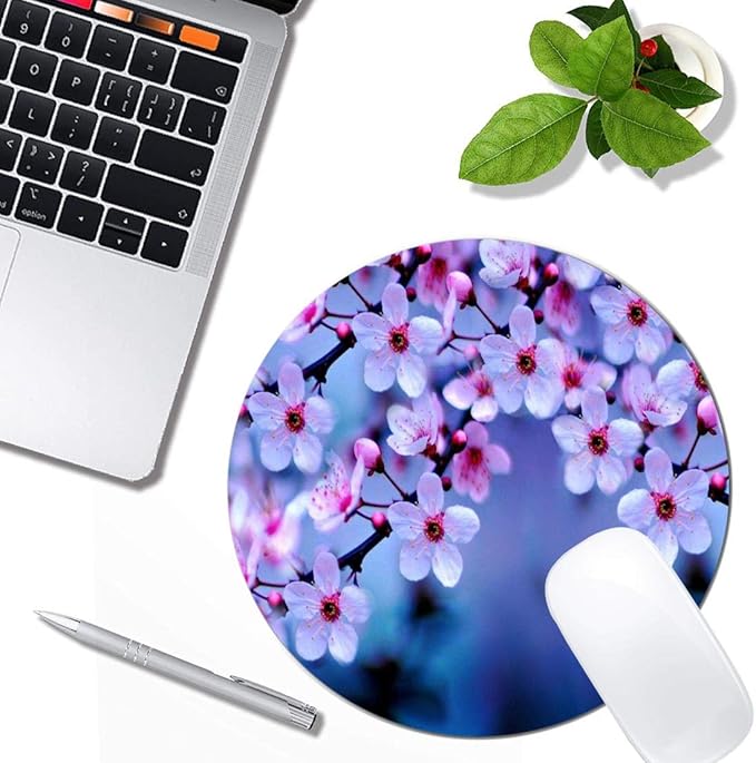 Beautiful Flowers Mouse Pad Round Non-Slip Rubber Mousepad Laptop Office - Image 4