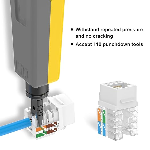VCE Cat6 RJ45 Keystone Jacks UL Listed 50-Pack, Punch Down Ethernet Wall Jack - Image 4
