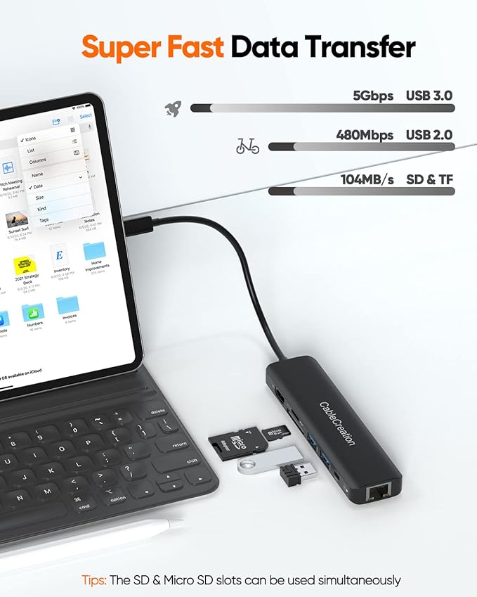 USB C Hub with Ethernet, CableCreation 7 in 1 4k@60Hz HDMI USB C Multiport - Image 6