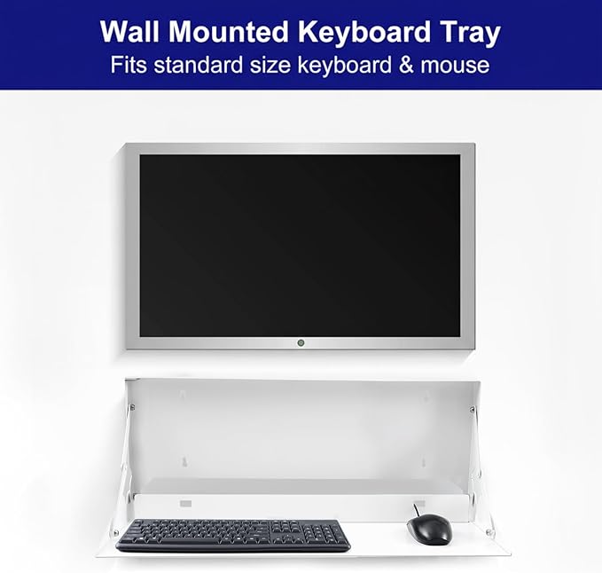1 Pcs 24 Inch Keyboard Wall Mount Foldable Fits Standard Computer Keyboard - Image 4