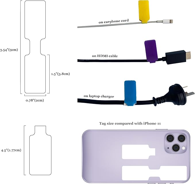 Mr-Label – 40 Pcs 0.78" x 3.54" Hook and Loop Cable Labels –Cord Tags – - Image 2