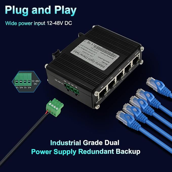 Mini Industrial 5 Ports Gigabit Switch Hardened 5 Port RJ45 10/100/1000Mbps - Image 5