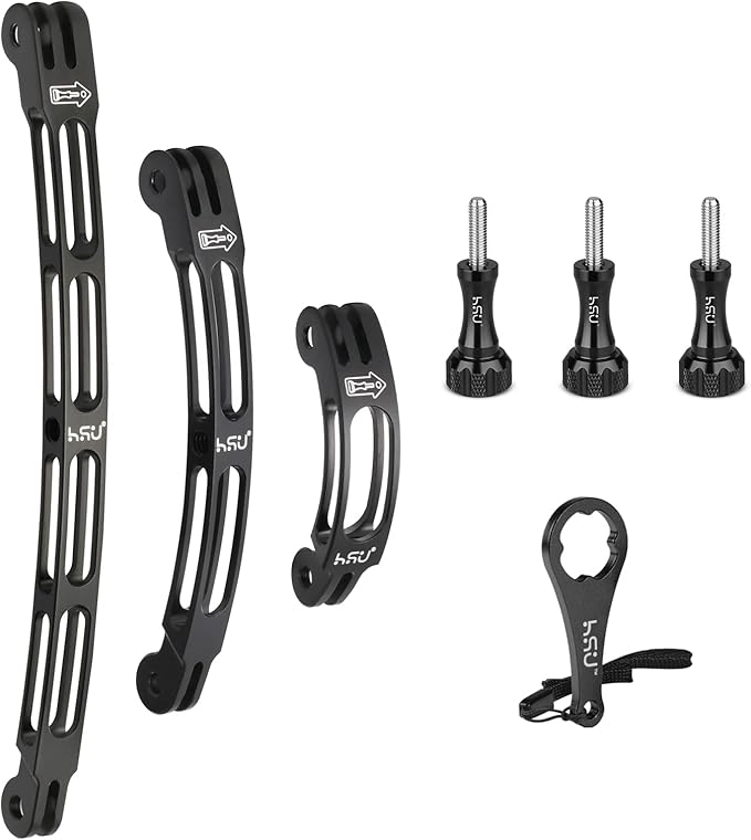 HSU Aluminum Alloy Curved Extension Arm Kit Metal Pole Mount Helmet Stick by HSU