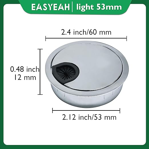2 Pcs Desk Grommet 2-1/16" / 53 mm, Desk Cord Hole Cover, Cable Grommet Metal - Image 8