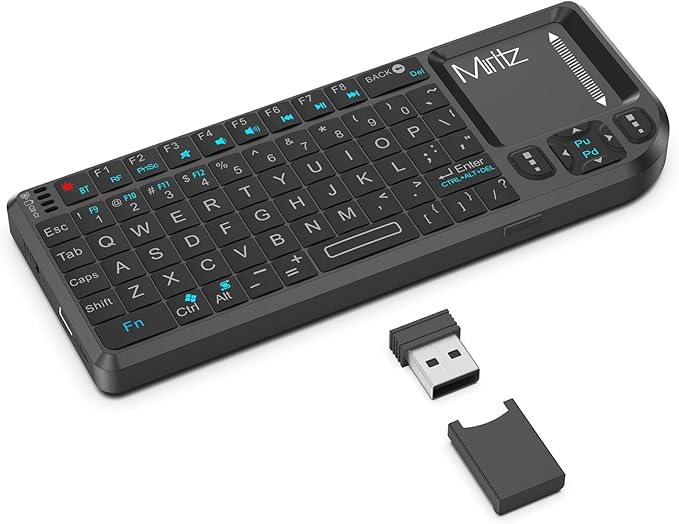 Mini Wireless Keyboard with Touchpad, 2.4GHz USB Dongle & Bluetooth Dual Mode by Miritz