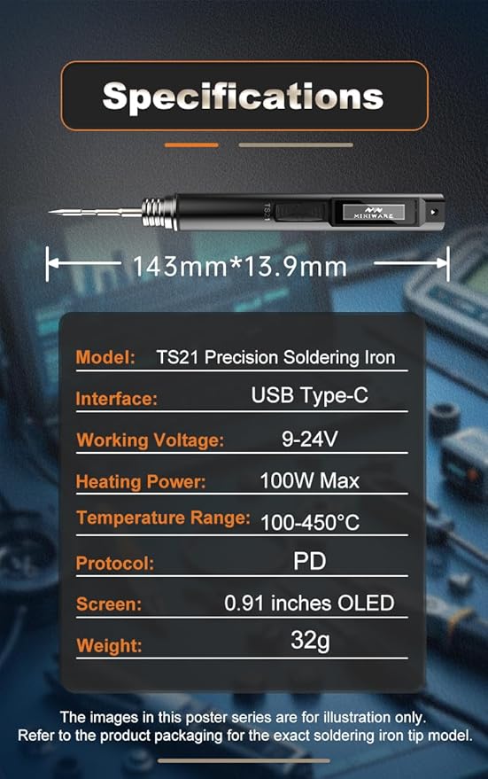 TOOLSAGE Soldering Iron Kit TS21, Front Lighting, 3 Seconds Melts Solder - Image 9