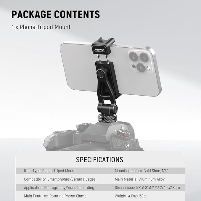 Neewer Metal Phone Tripod Mount - Image 6