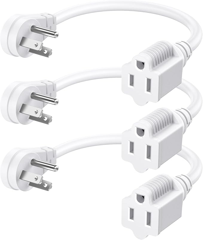 DEWENWILS 1FT Extension Cord Indoor, 14 Gauge Short Flat Plug Extension Cord by DEWENWILS