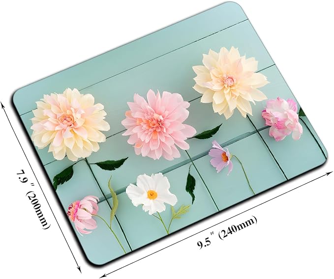 Mouse Pad, Cute Blue Wood Beautiful Flower Mouse Pads - Image 2