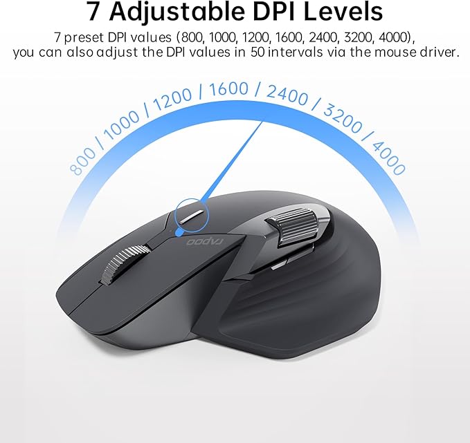 Rapoo MT760 Multi-Device Wireless Mouse, 11 Programmable Buttons, 4K DPI - Image 4