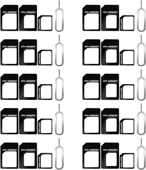 10 Pack SIM Card Adapter Kit, 4 in 1 Nano Micro Standard Converter Kit by CKANDAY