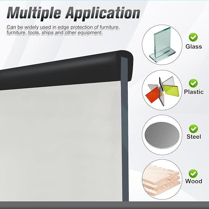 Edge Trim, 3/16" Rubber Edge Trim, Flexible Self Adhesive U Channel Edge - Image 4