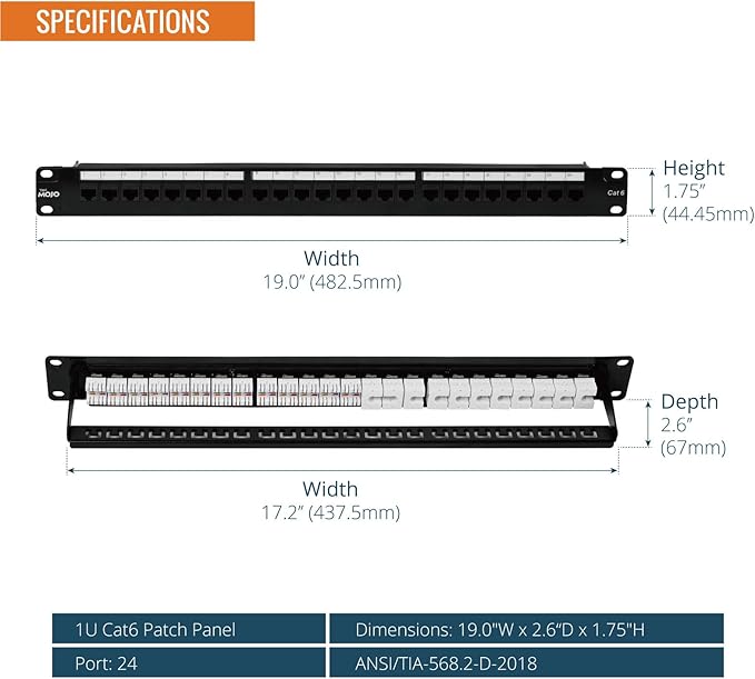 Tecmojo Patch Panel 24 Port, Keystone Patch Panel - Image 2