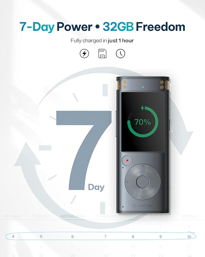 iFLYTEK AI Voice Recorder with Playback & Voice Activated Recording, 32GB - Image 8