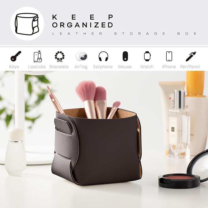 HOMIEAZICOZI 2-Pack Cork Leather Desk Accessories Storage - Image 4
