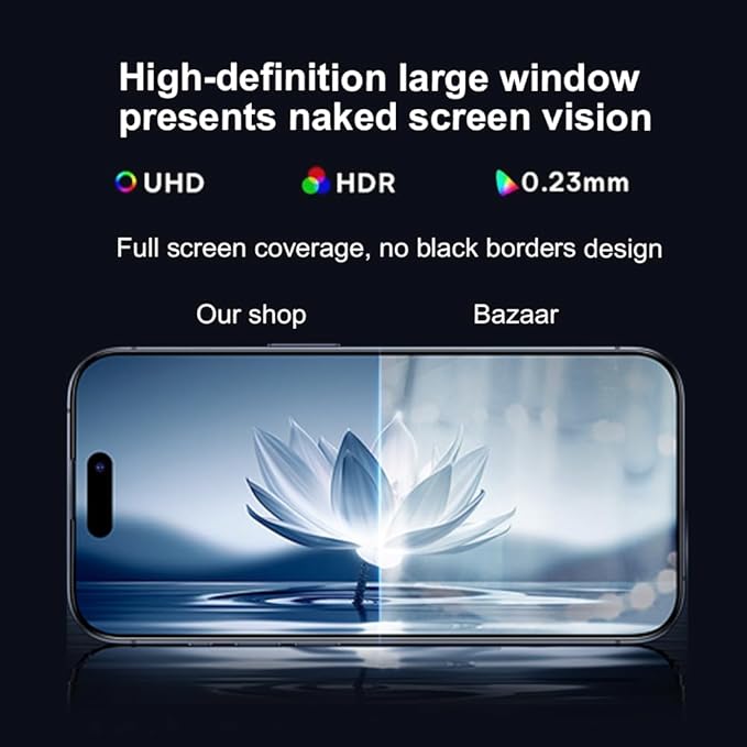 OneFish Screen Protector for Iphone 16, HD Clarity Tempered Glass Film 9H+ - Image 3