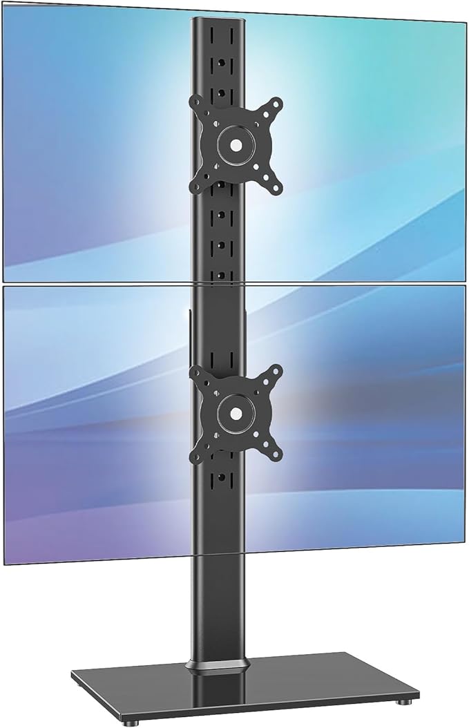 AX WABER Dual Monitor Stand Vertical Stack Screen Free-Standing Desk Mount Arm by 1