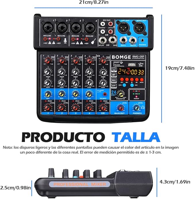 BOMGE 6 Channel mini DJ Audio sound mixer console - Image 6
